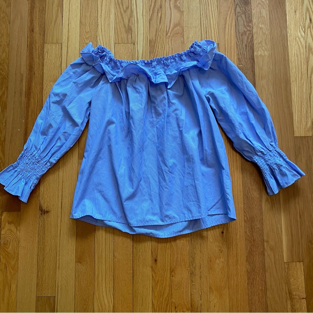 Primark Light Blue Ruffled Off-Shoulder Blouse